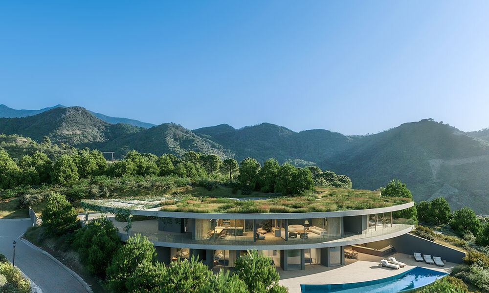 Architecturale nieuwbouwvilla met panoramisch zeezicht te koop, in een beveiligde urbanisatie van Marbella - Benahavis 69795