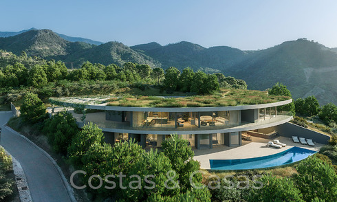 Architecturale nieuwbouwvilla met panoramisch zeezicht te koop, in een beveiligde urbanisatie van Marbella - Benahavis 70084