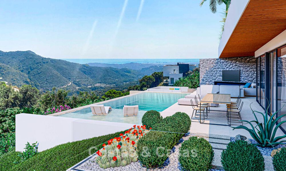 High-end designervilla met panoramisch berg- en zeezicht te koop in een gated woonresort in Benahavis - Marbella 74913